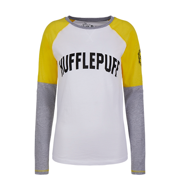 Hufflepuff Ladies Raglan Shirt with House Crest | Harry Potter Fan Apparel