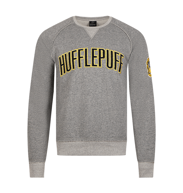 Hufflepuff Crew Sweatshirt with Crest Patch | Unisex Harry Potter