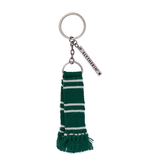 Slytherin Scarf Keyring with Metal Charm & Green Gem | Harry Potter Gift