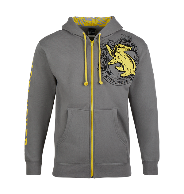 Hufflepuff Zip Hoodie for Men & Women | Grey Cotton-Polyester Blend