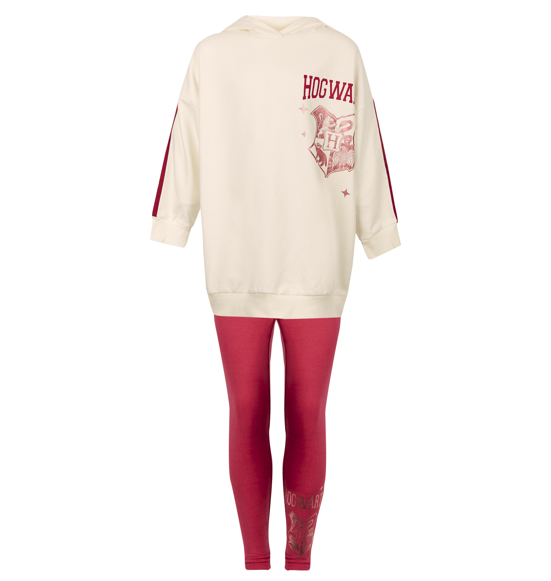 Hogwarts Hoodie Dress & Leggings Set for Kids | Pink & Cream