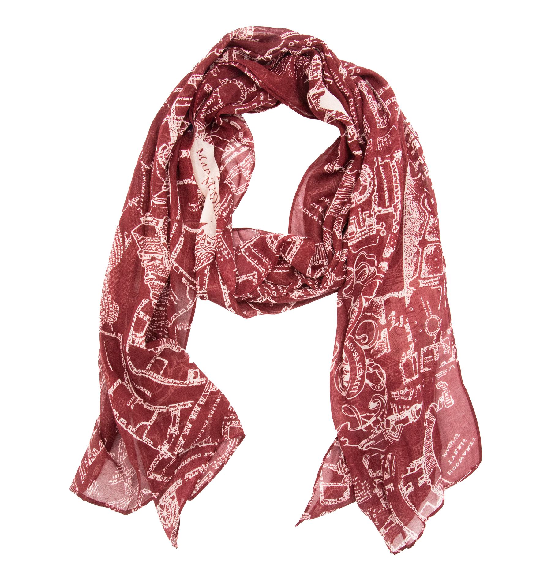 Marauder's Map Scarf - Lightweight Polyester Wizarding Accessory | Harry Potter