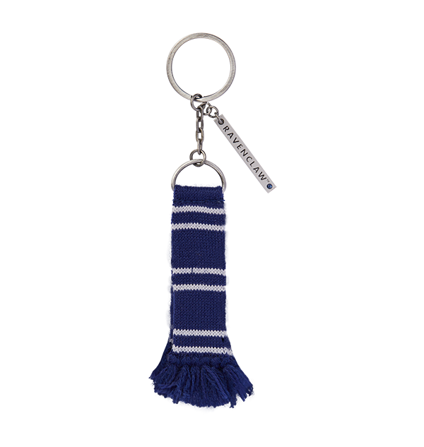 Ravenclaw Scarf Keychain with Metal Charm & Blue Gem | Harry Potter Gift