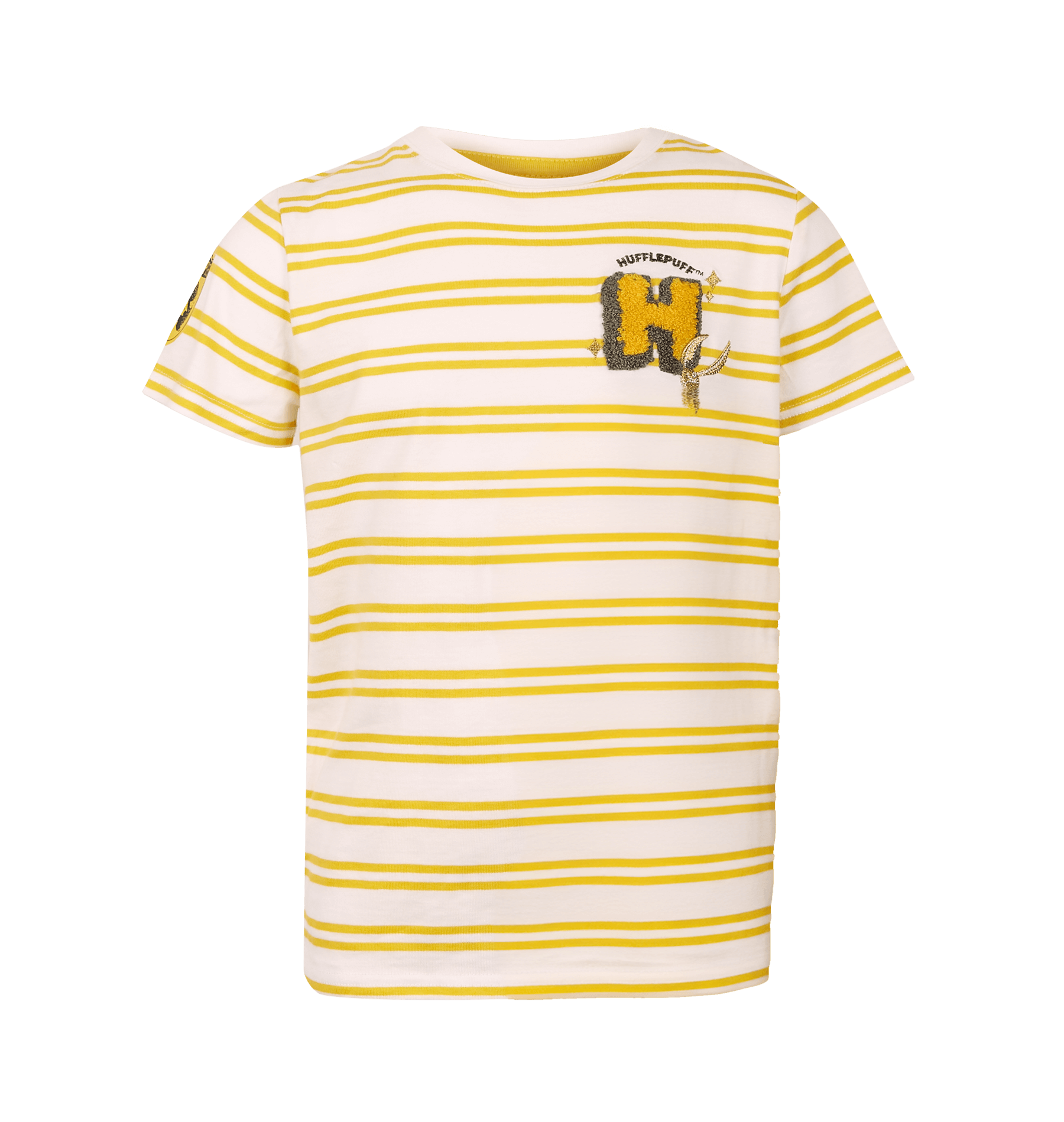 Hufflepuff Striped Kids T-Shirt with Embroidered Snitch | 100% Cotton