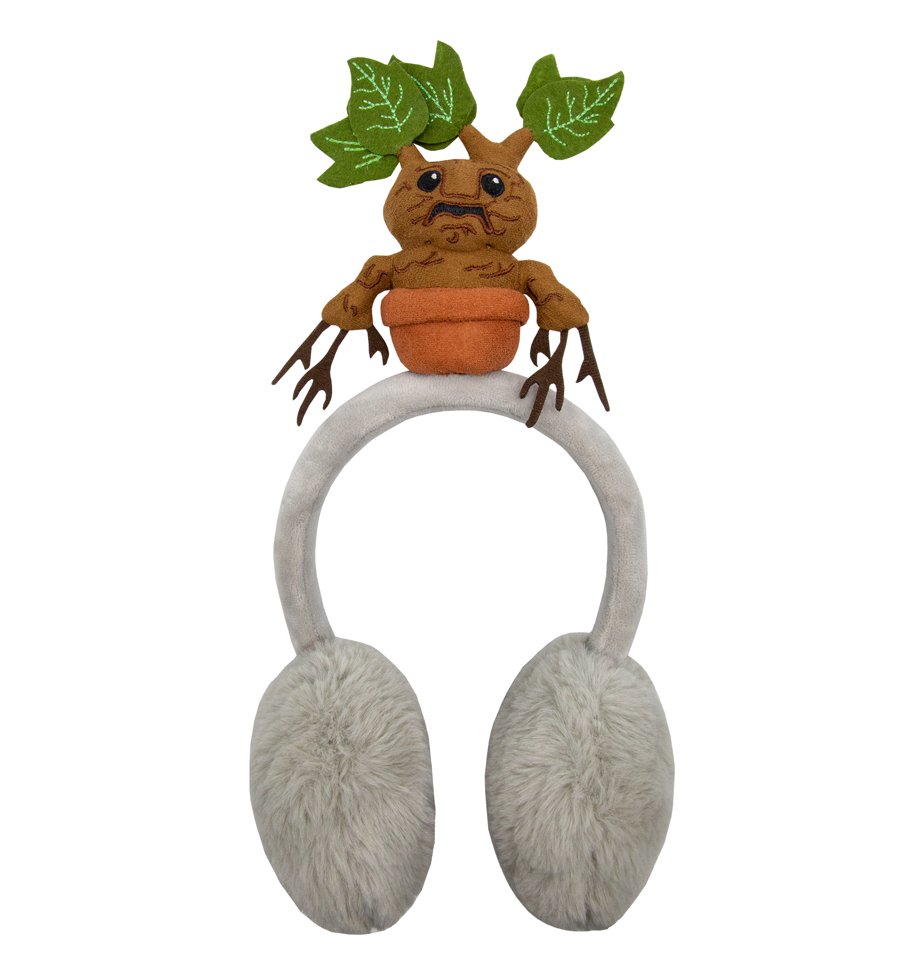 Mandrake Headband for Wizarding Costumes | Fuzzy Earmuffs & Plush Pot