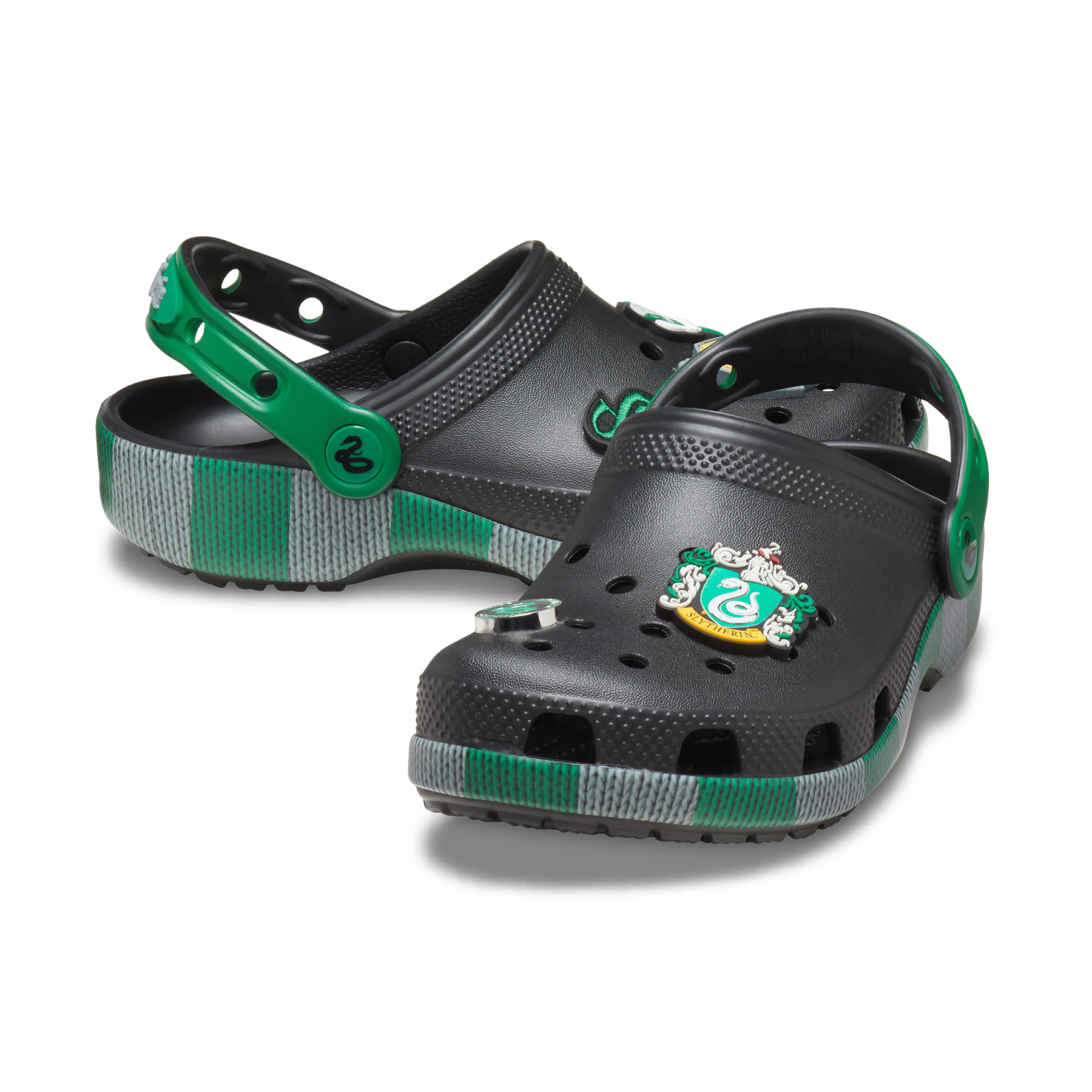 Kids Slytherin Crocs with House Scarf Print & Jibbitz Charms | Classic Clog