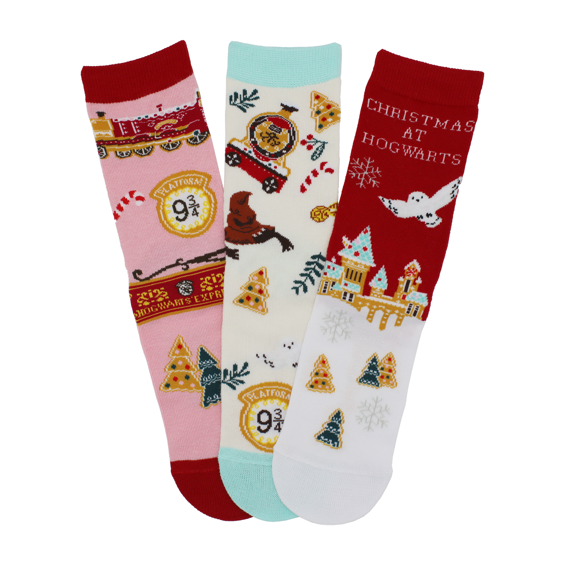 Hogwarts Christmas Socks 3-Pack with Gingerbread Designs | Harry Potter