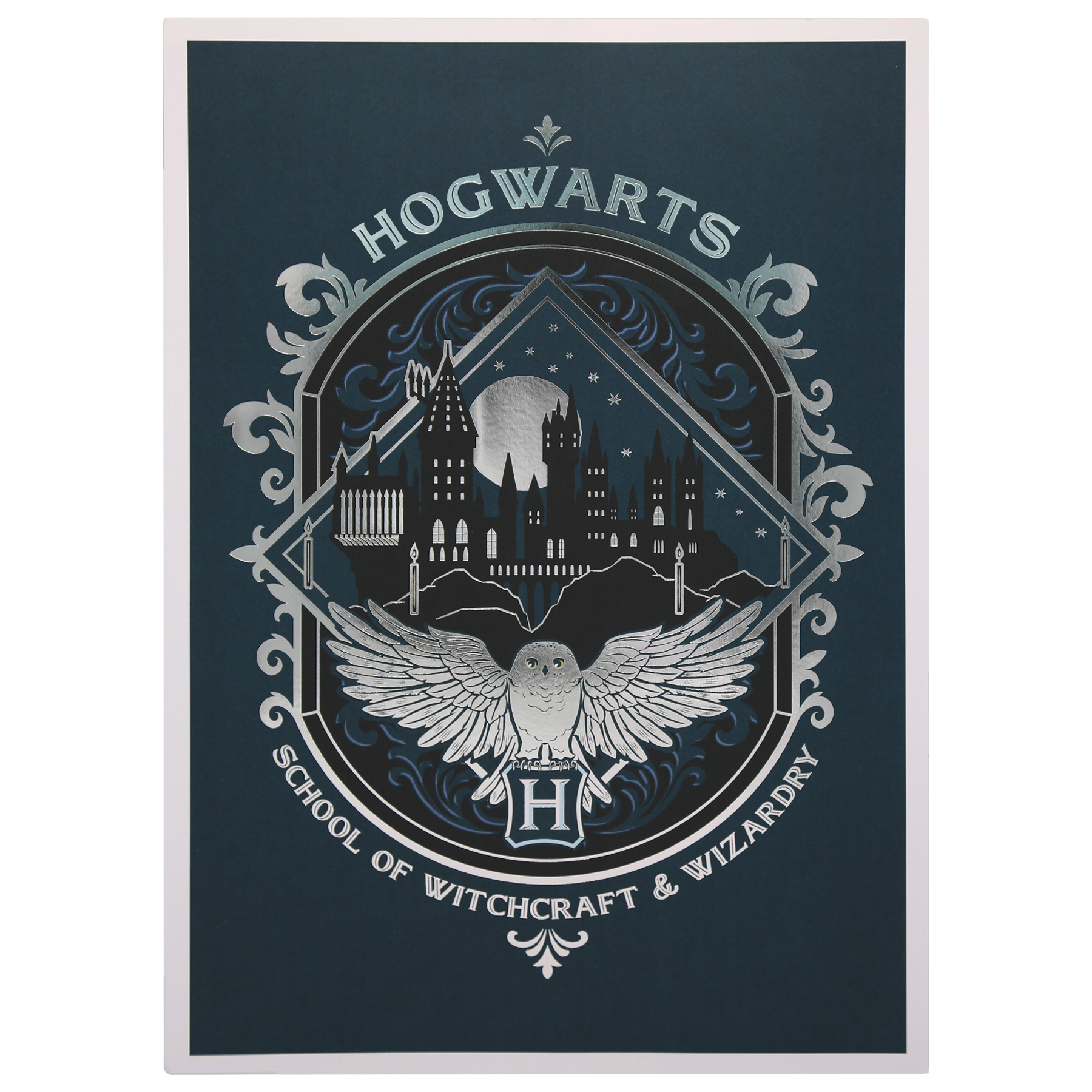 Hogwarts Art Print with Metallic Foil | Magical Winter Scene 11.7x16.5