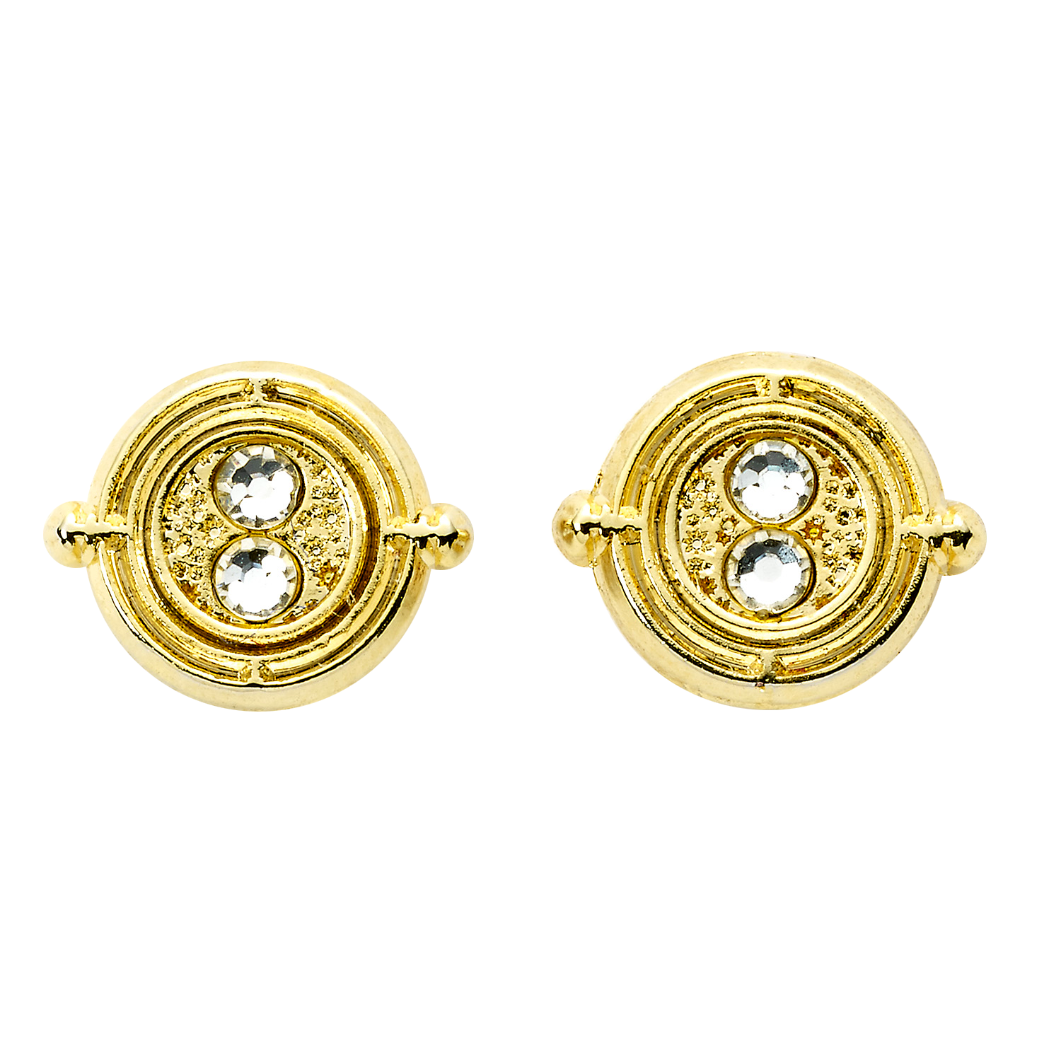 Harry Potter Time Turner Earrings | Gold Plated Studs with Crystals