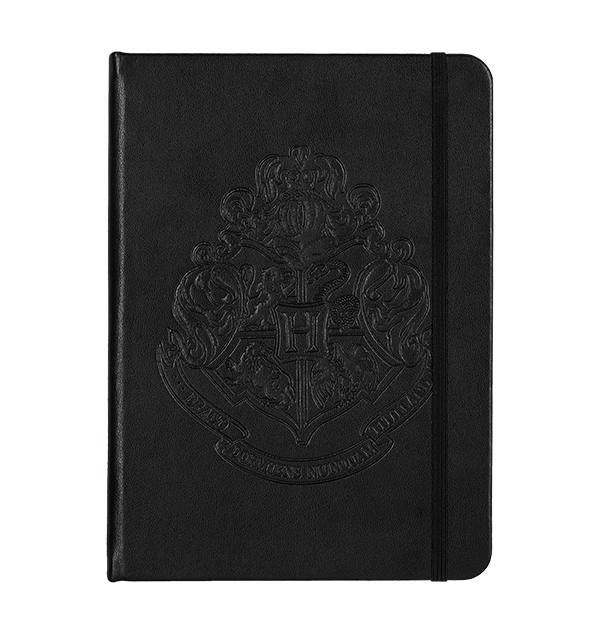 Personalized Hogwarts Notebook with Embossed Crest & Gold Foil | Faux-Leather Cover