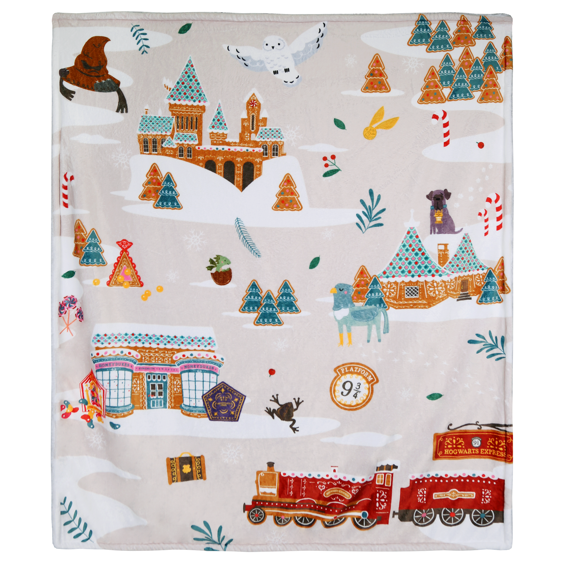 Hogwarts Christmas Blanket with Sherpa Lining | Gingerbread Collection