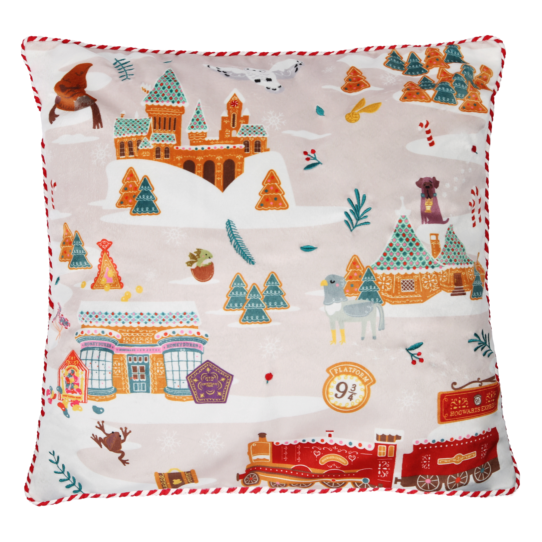 Hogwarts Christmas Cushion Cover 18x18" | Gingerbread Collection