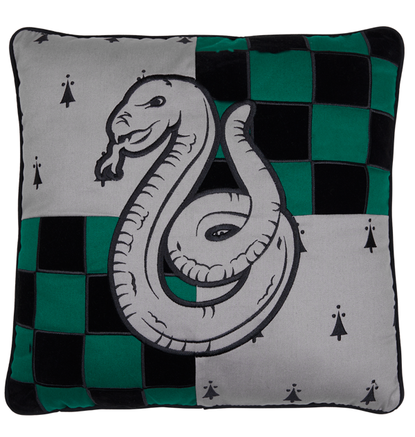 Slytherin House Velvet Pillow for Harry Potter Fans | Emerald Green & Grey