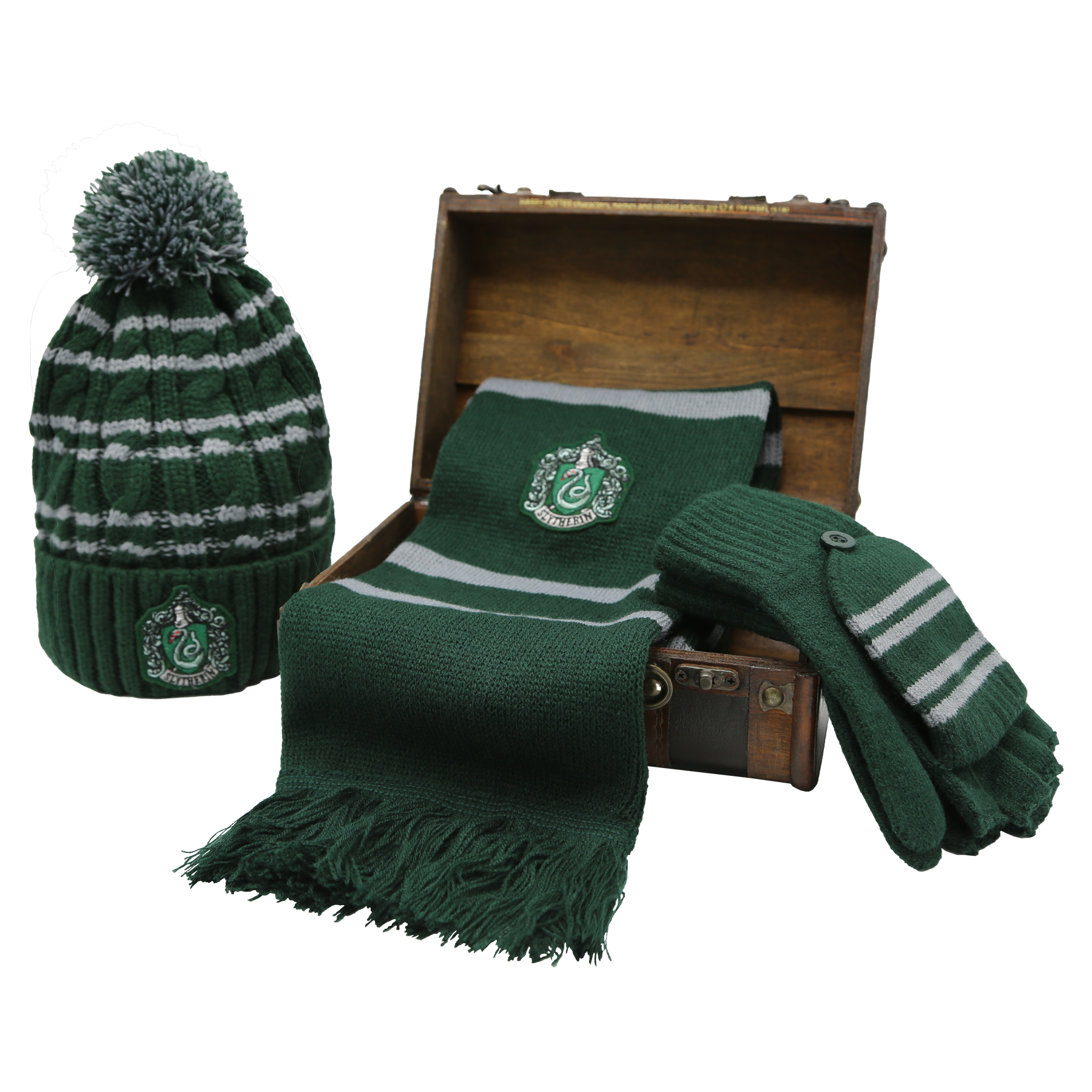 Slytherin Mini Hogwarts Trunk with Scarf & Hat | Harry Potter Gift Set