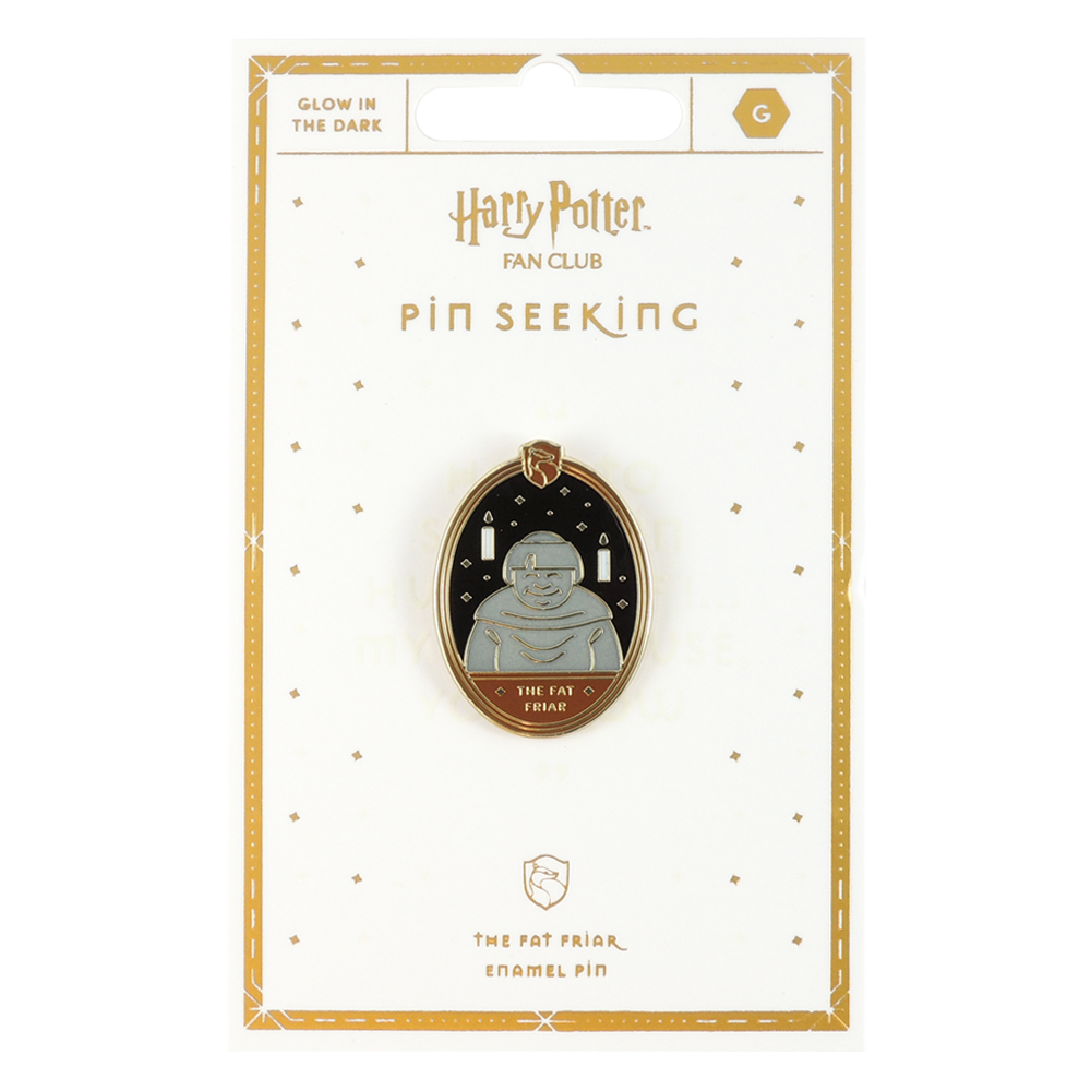 Glow in the Dark Fat Friar Enamel Pin | Hufflepuff House Crest