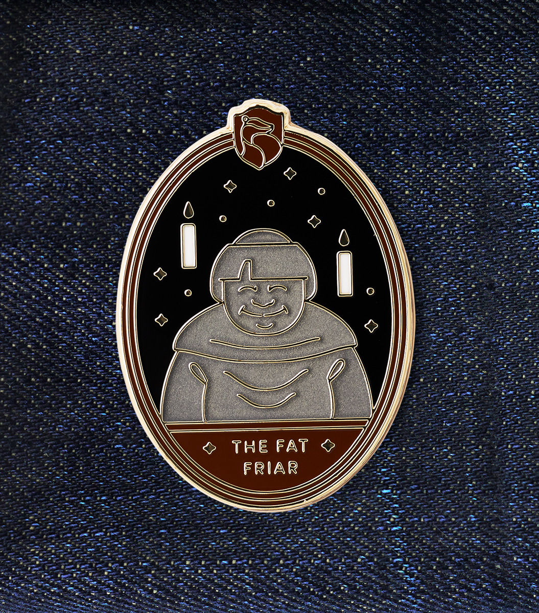 Glow in the Dark Fat Friar Enamel Pin | Hufflepuff House Crest