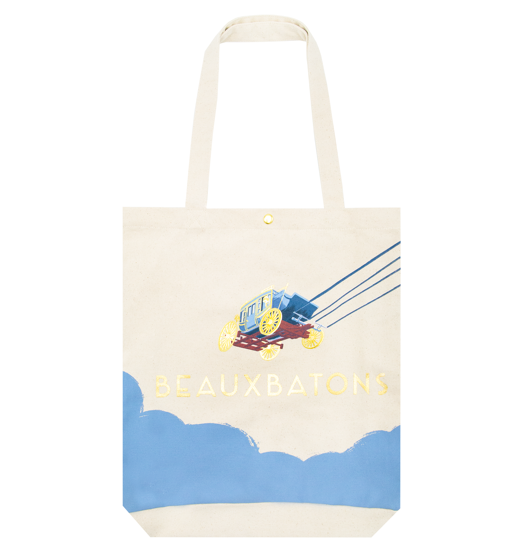 Beauxbatons Tote Bag with Carriage Print & Gold Foiling | Elegant Cotton Tote