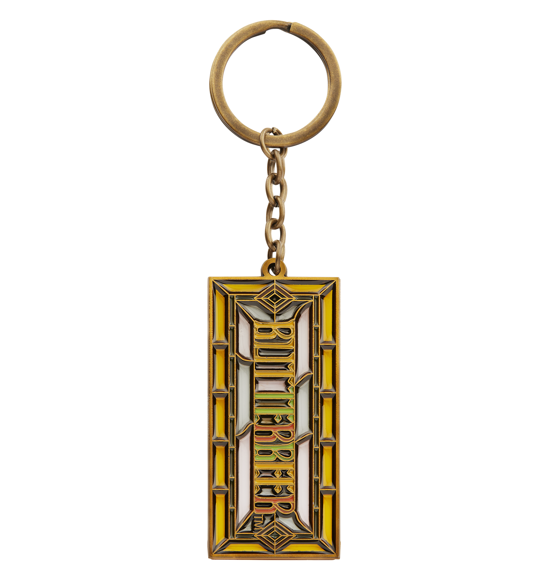 Butterbeer Stained Glass Keychain for Harry Potter Fans | Antique Gold Finish