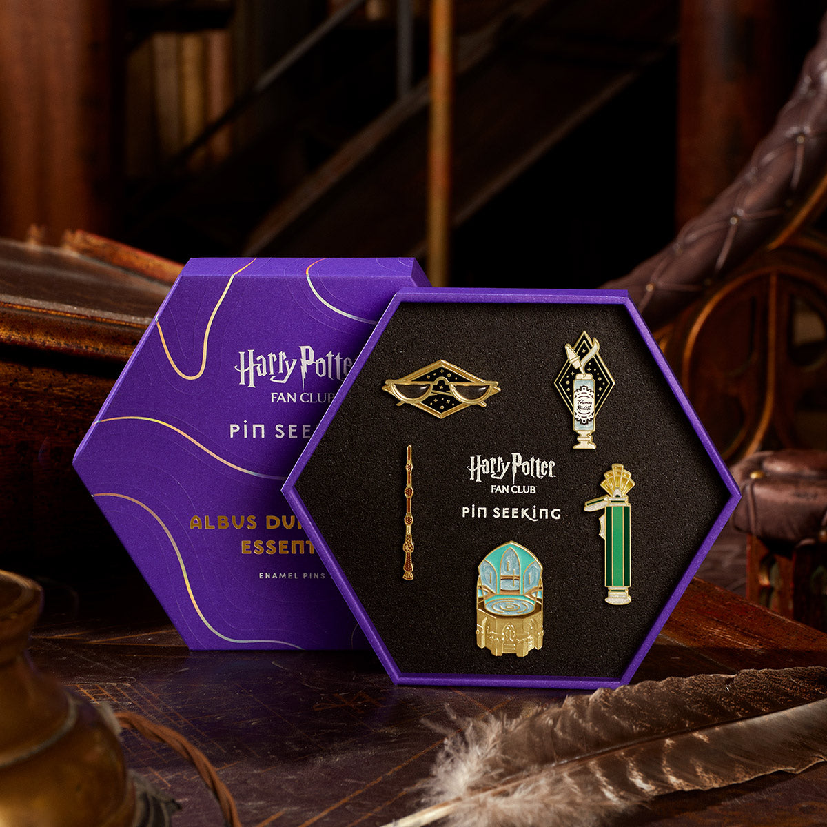 Harry Potter Dumbledore Enamel Pin Set with Elder Wand & Deluminator | Fan Club