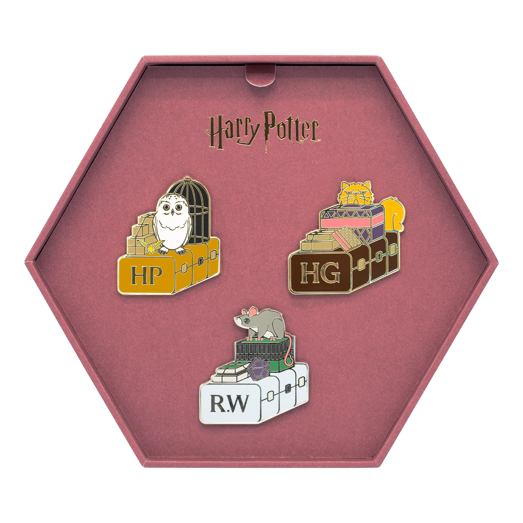 Back to Hogwarts Enamel Pin Set - Harry Potter, Hermione & Ron Trunks