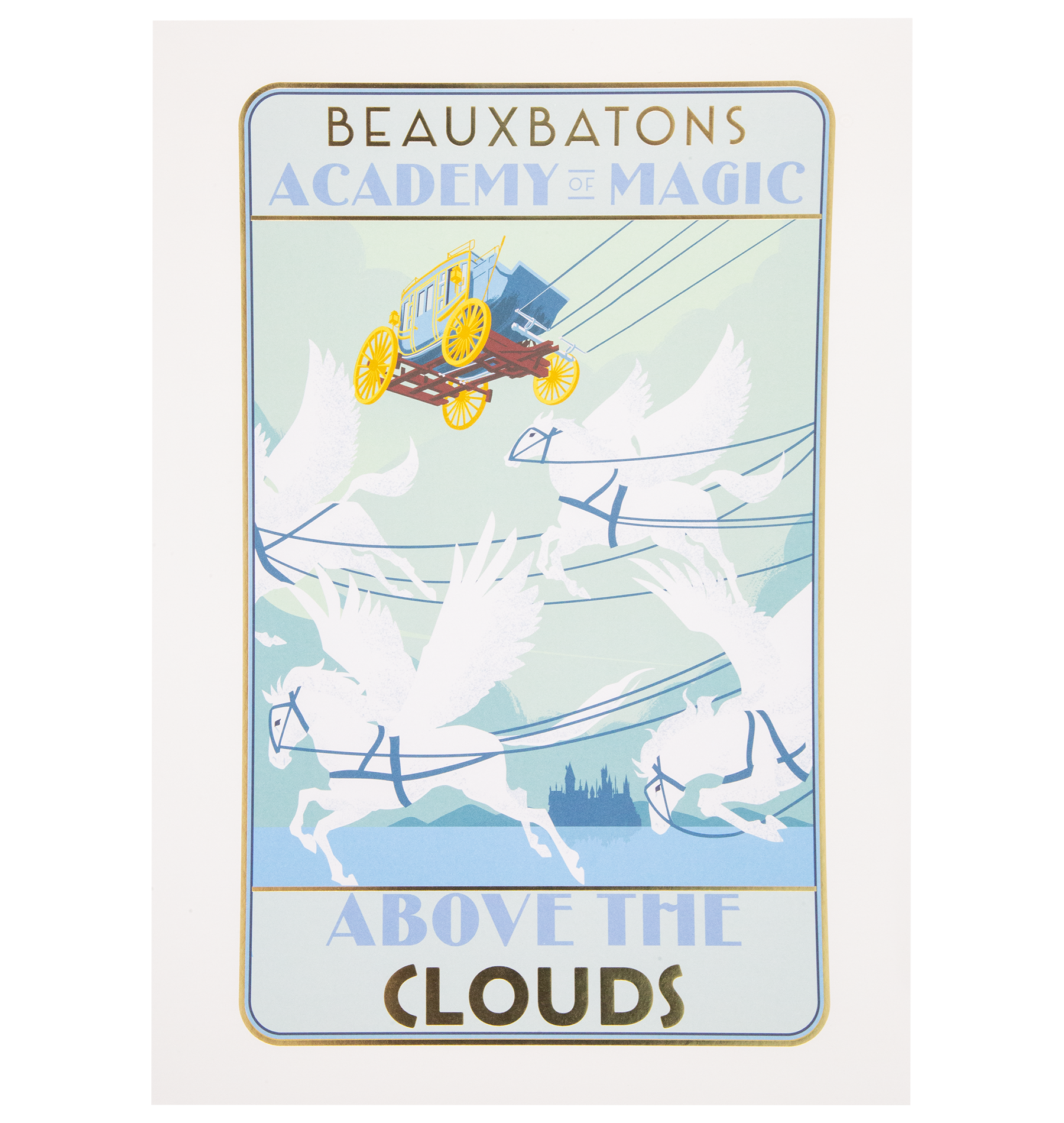 Beauxbatons Wall Art Print with Gold Foil | 11.7x16.5" Magical Decor