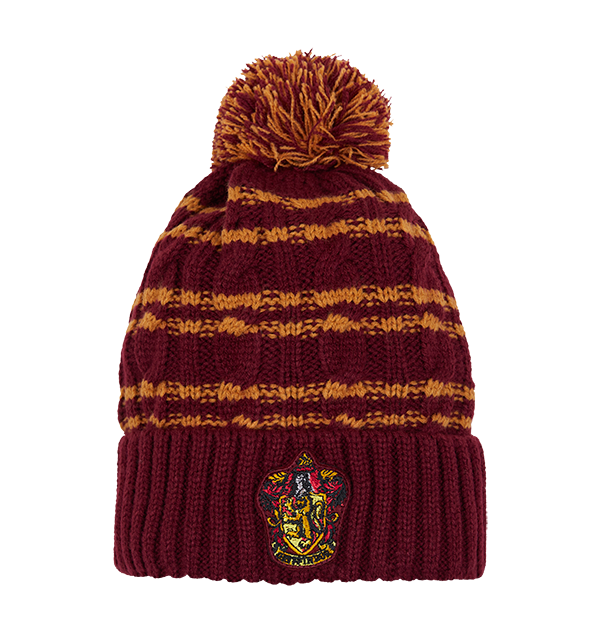 Gryffindor Knitted Hat with House Crest & Bobble | Harry Potter