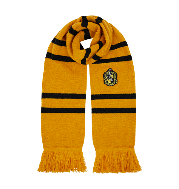 Hufflepuff Knitted Scarf with Embroidered Crest | Harry Potter