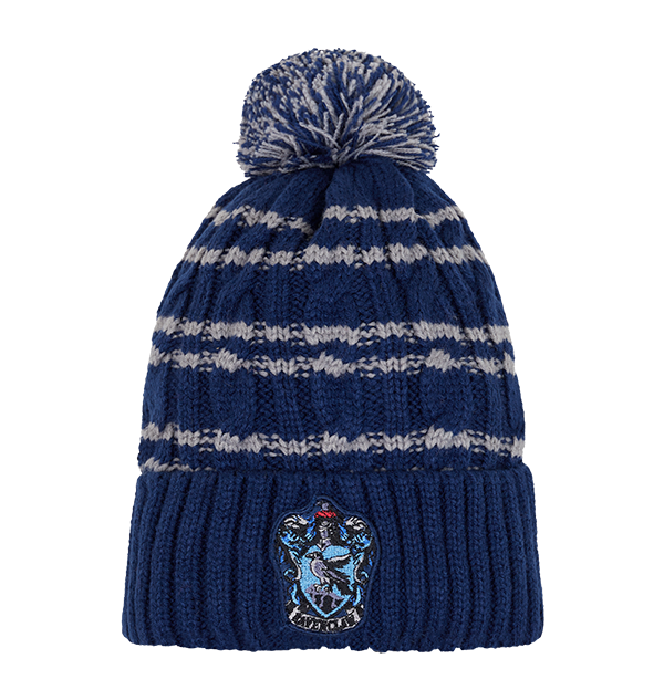Ravenclaw Knitted Hat with House Crest & Bobble | Harry Potter Gift