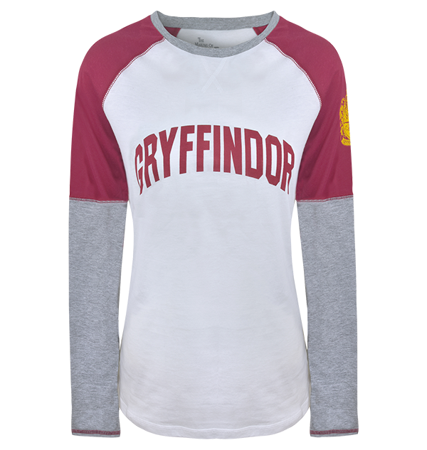 Gryffindor Ladies Raglan Shirt with House Crest | Harry Potter Fan Apparel