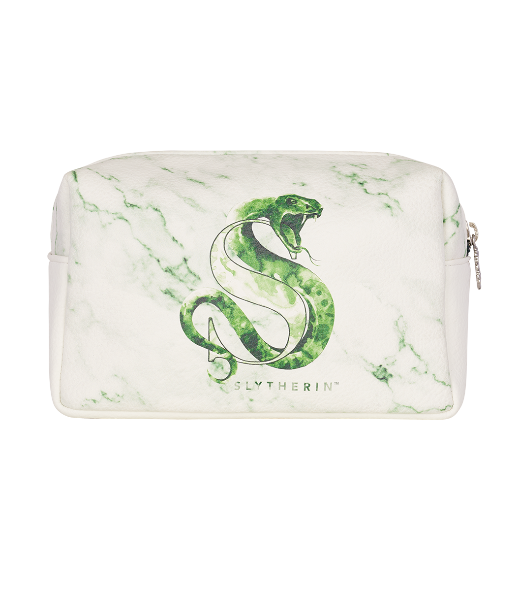 Slytherin Makeup Bag with House Crest & Snake Design | PU Leather
