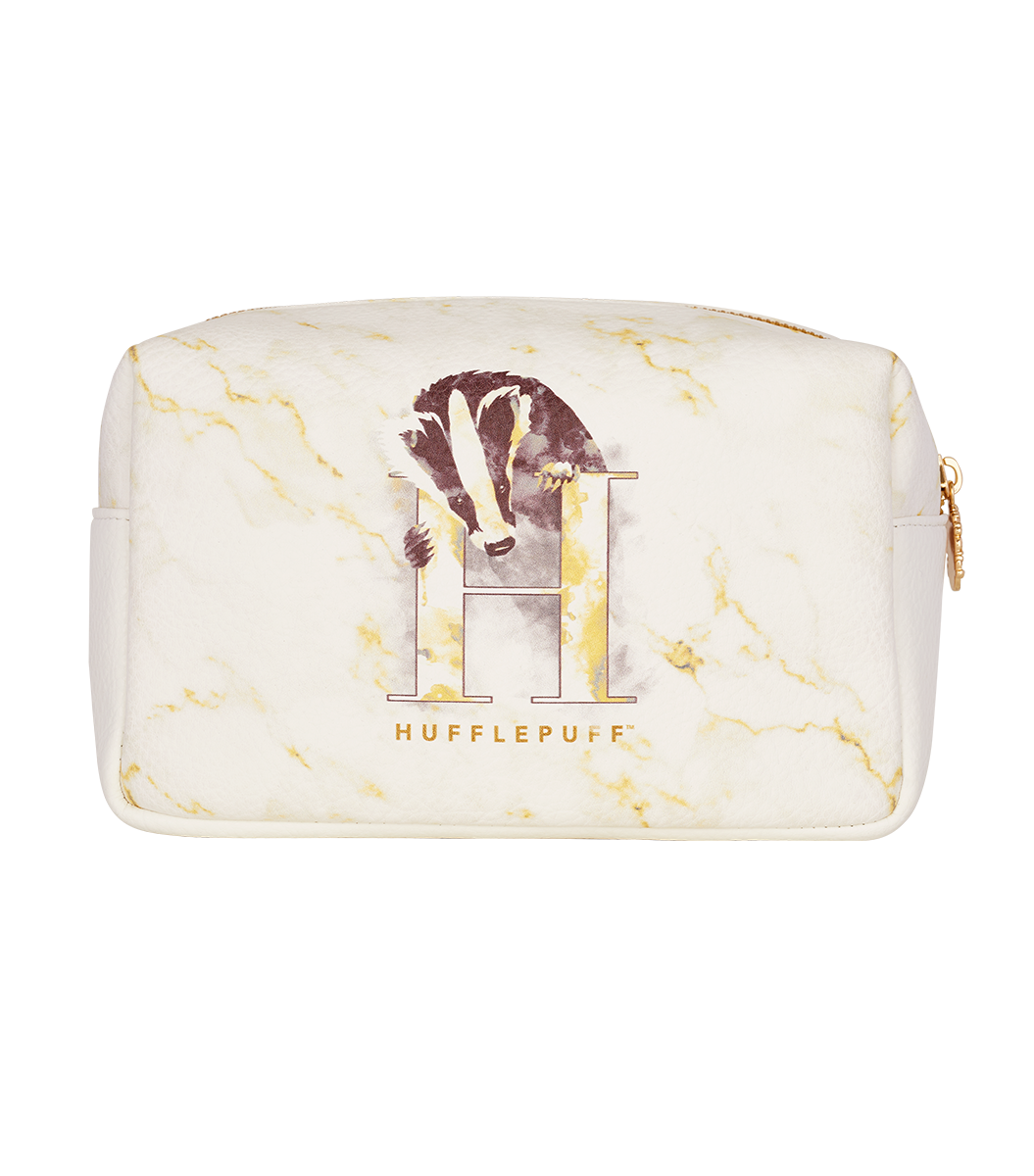 Hufflepuff Makeup Bag with House Crest & Gold Zip | PU Leather