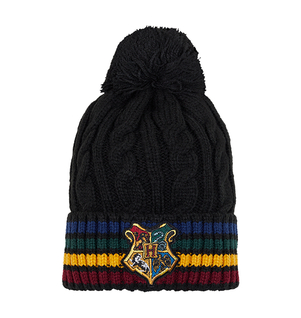 Hogwarts Crest Knitted Beanie with House Colors | Harry Potter Hat