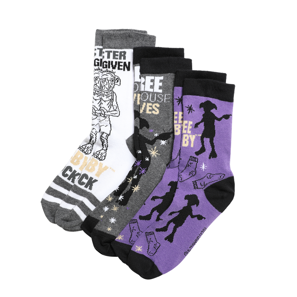 Harry Potter Dobby Socks 3-Pack with Free Elf Designs | S/M & M/L