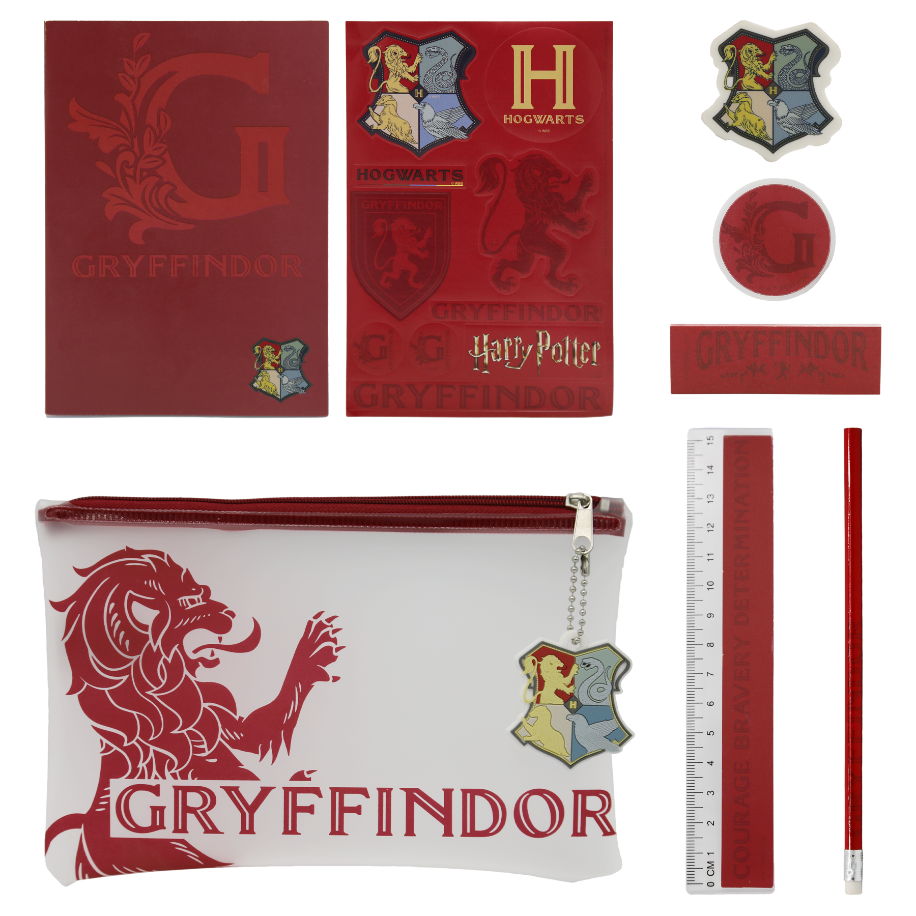 Gryffindor Stationery Set with Pouch & Hogwarts Charm | House Mascot