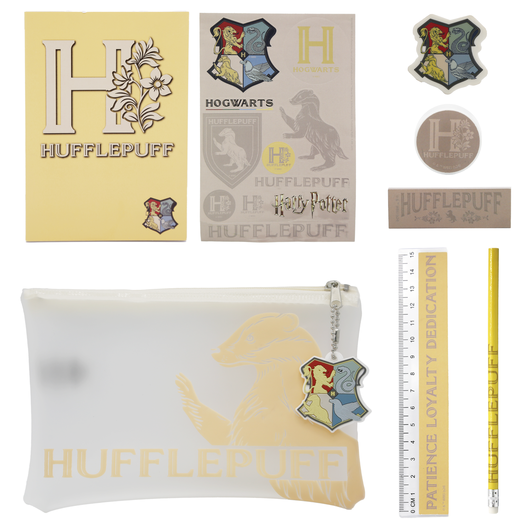 Hufflepuff Stationery Set with Pouch & Hogwarts Charm | House Mascot
