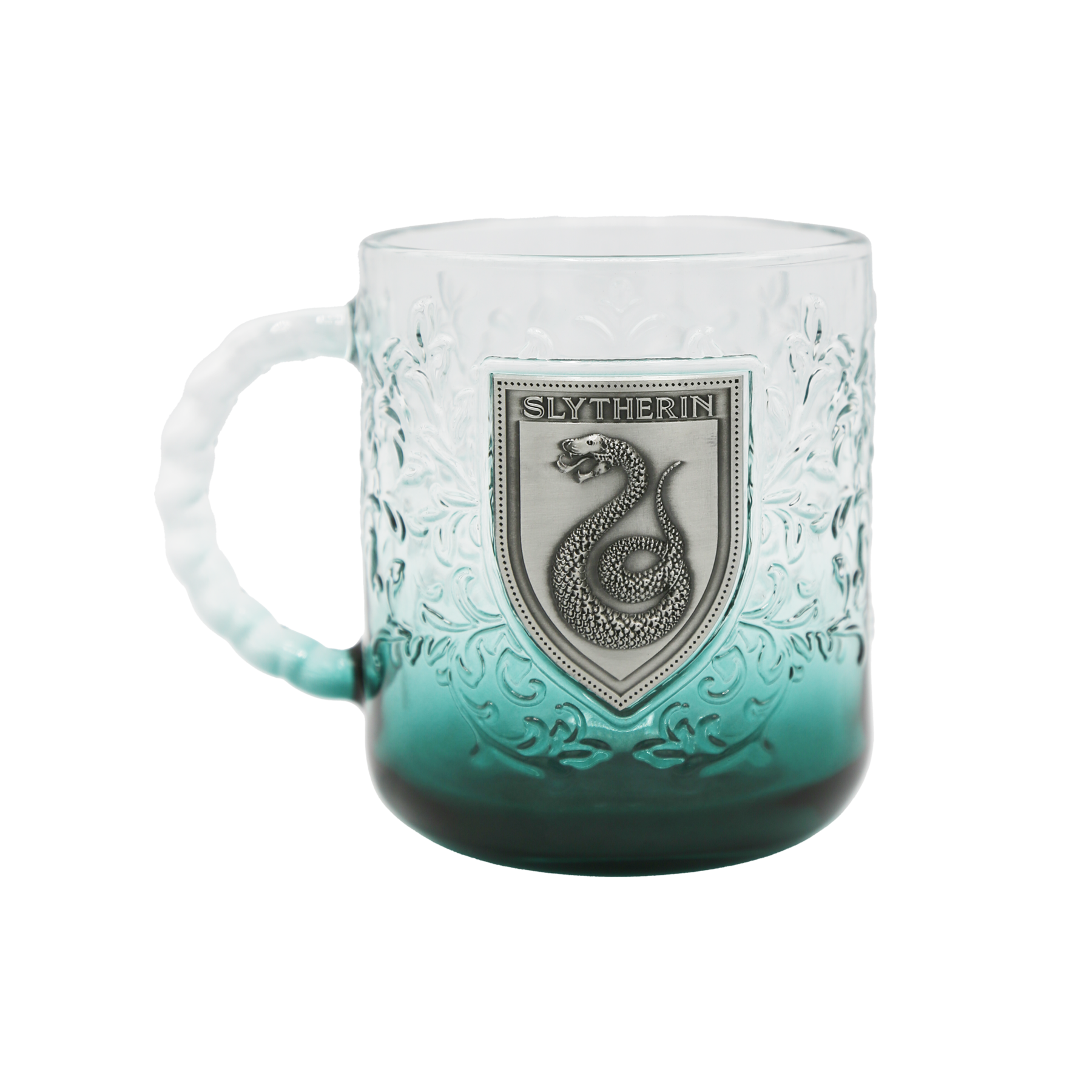 Slytherin Glass Mug with Hogwarts Crest & Green Gradient | House Mascot