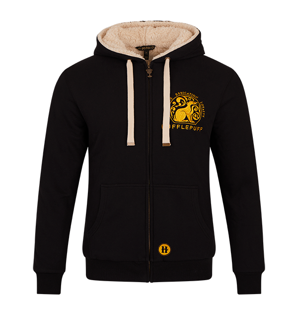 Hufflepuff Fleece Hoodie with Sherpa Lining & Embroidered Badger